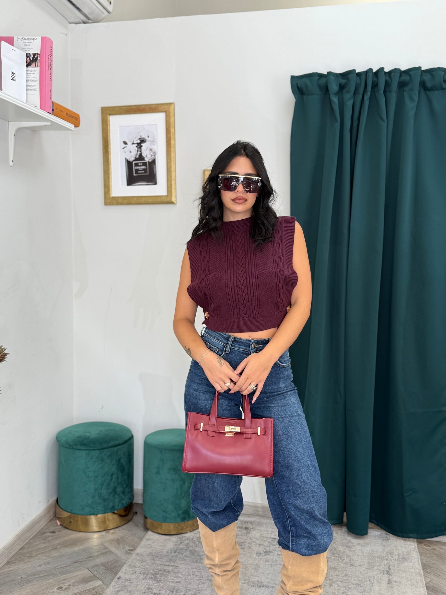 Gilet Chicago bordeaux