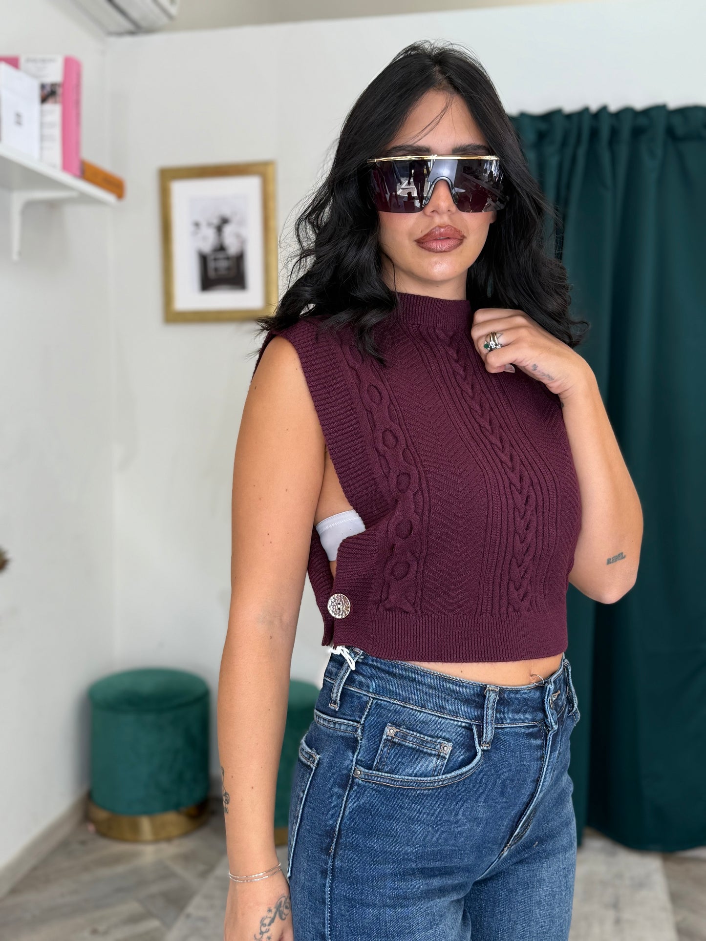 Gilet Chicago bordeaux