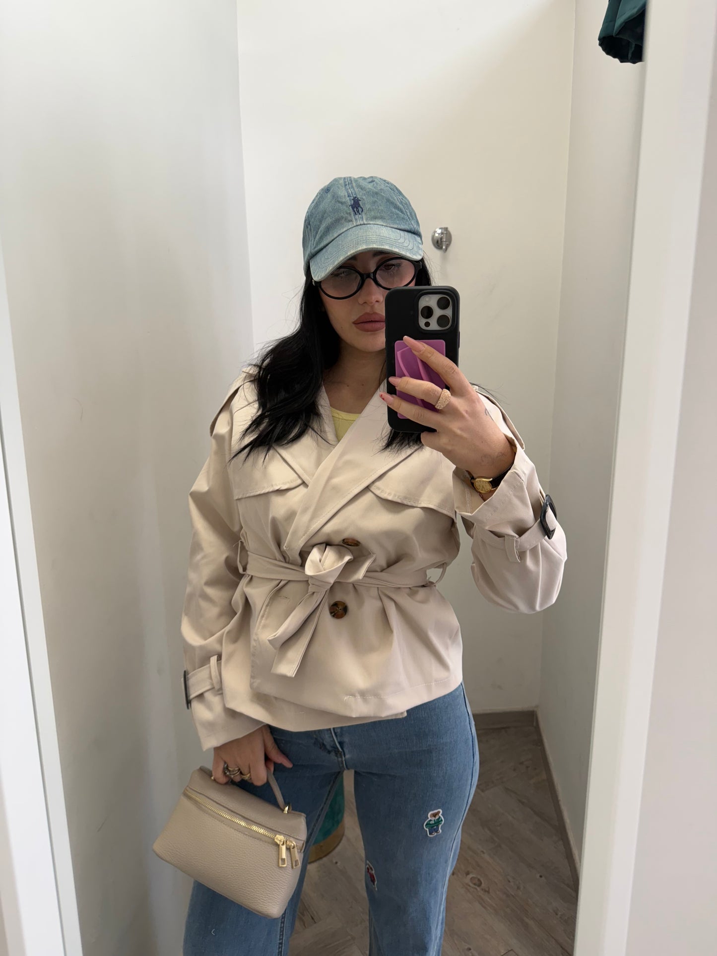 Trench crop beige