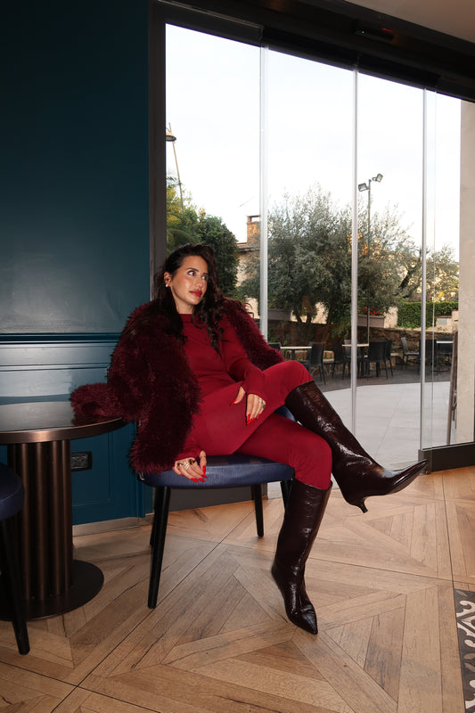 .Eco fur burgundy