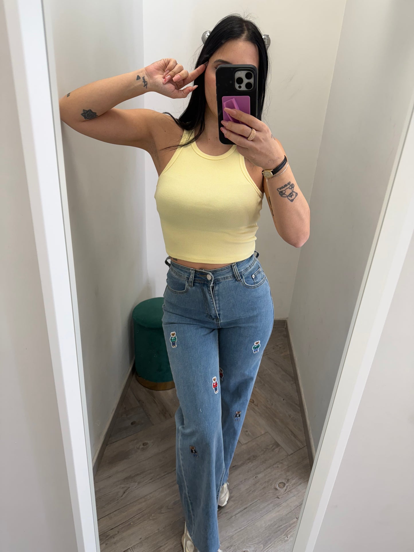 Jeans Wide con patch 🧸