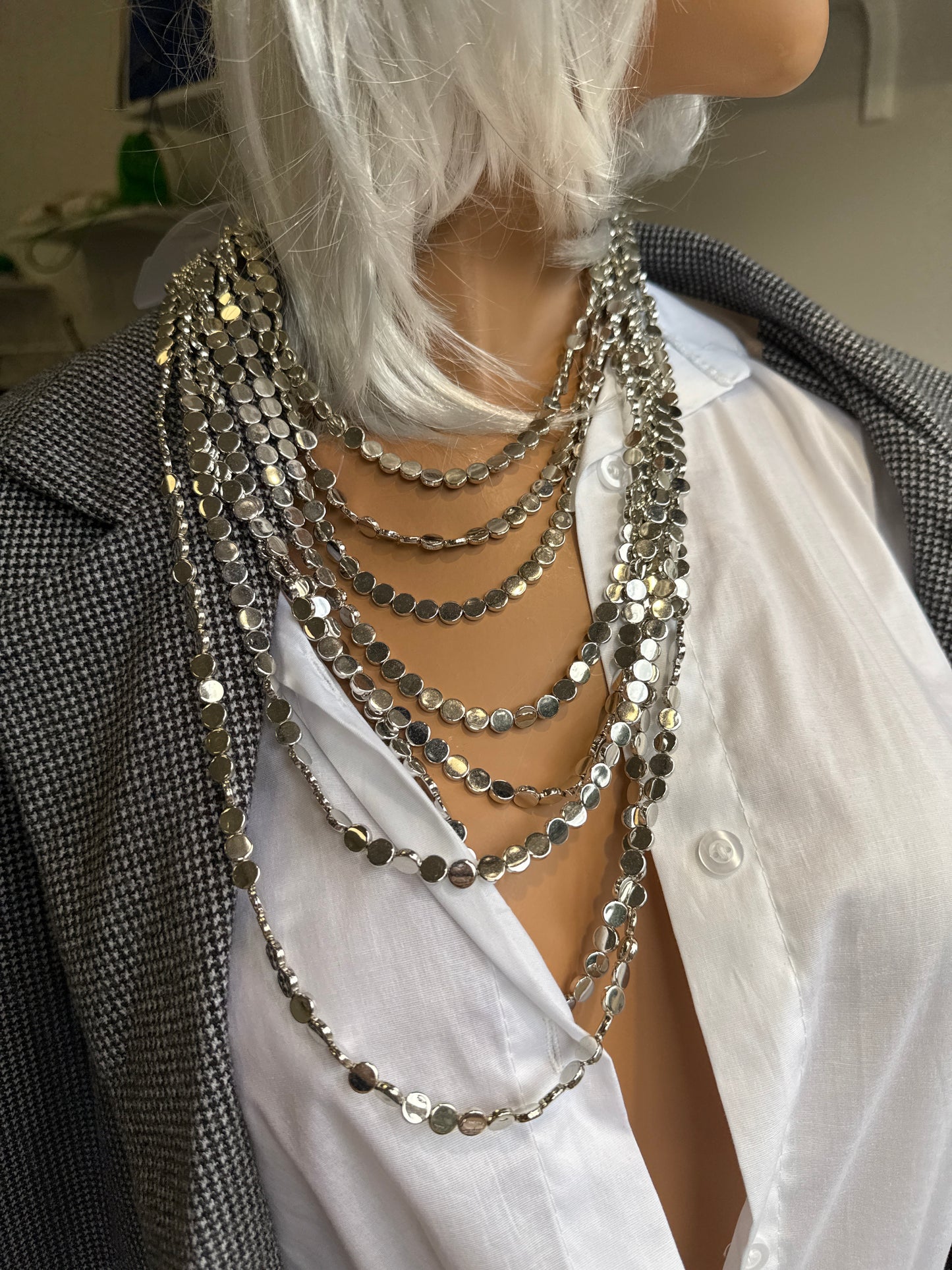 Collana multi filo silver