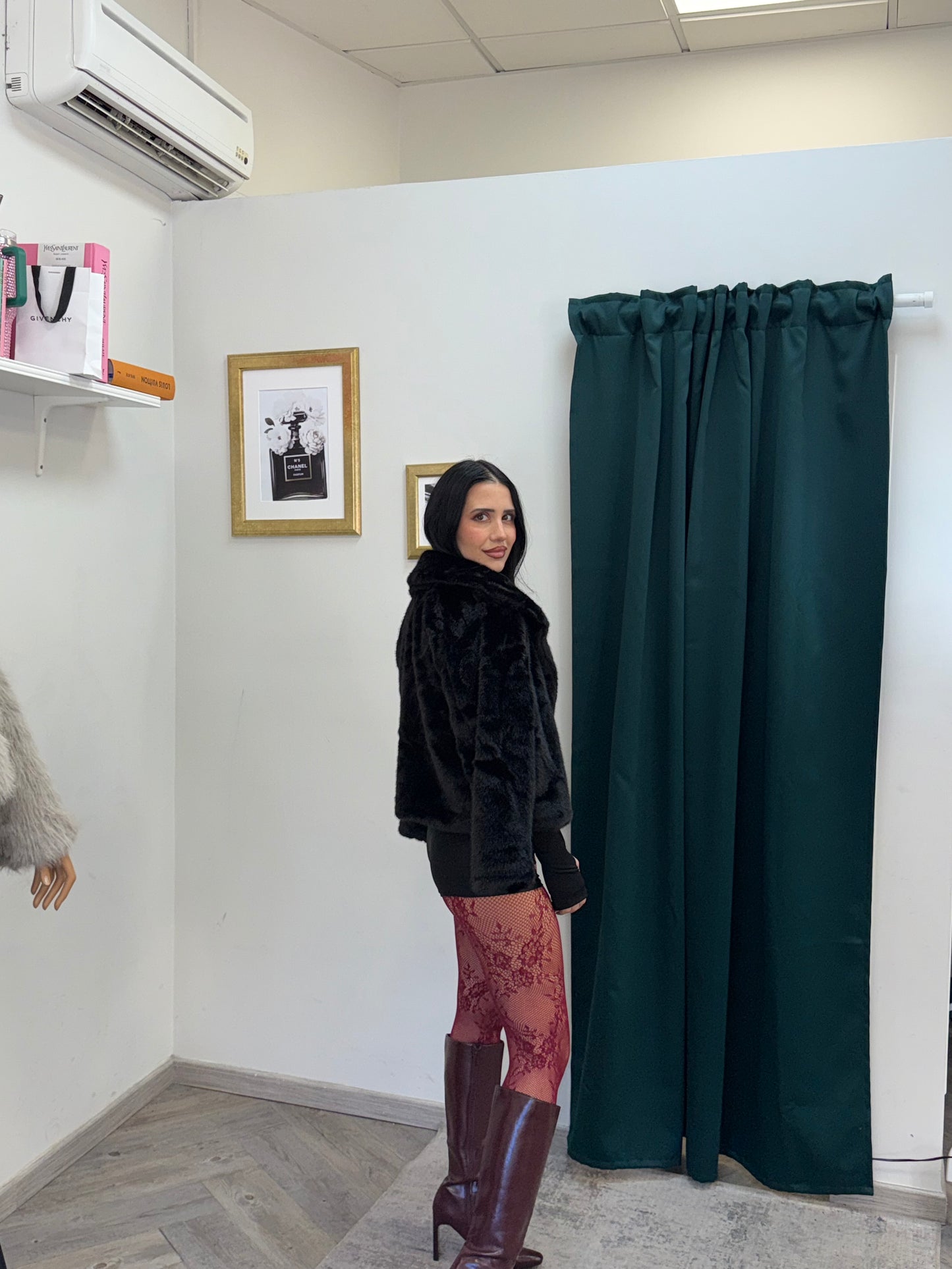 Calza bordeaux pizzo