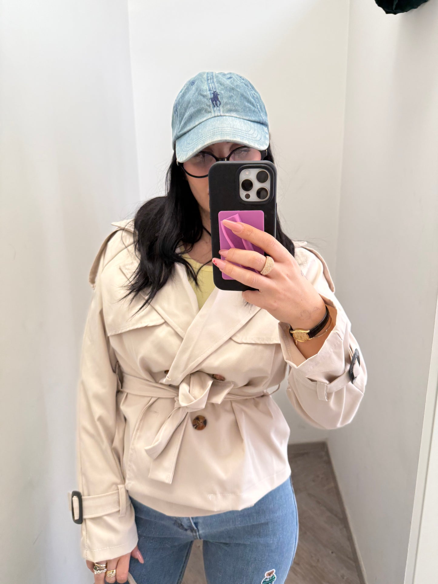 Trench crop beige