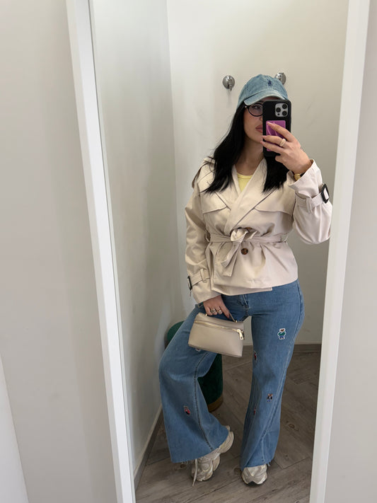 Trench crop beige
